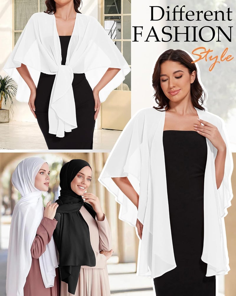 CHICGAL Shawls and Wraps for Evening Dresses Sheer Womens Chiffon Scarf Wedding Bridal Cover Up - Image 2